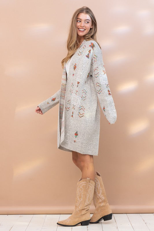 Aztec Marled Cardigan Sweater