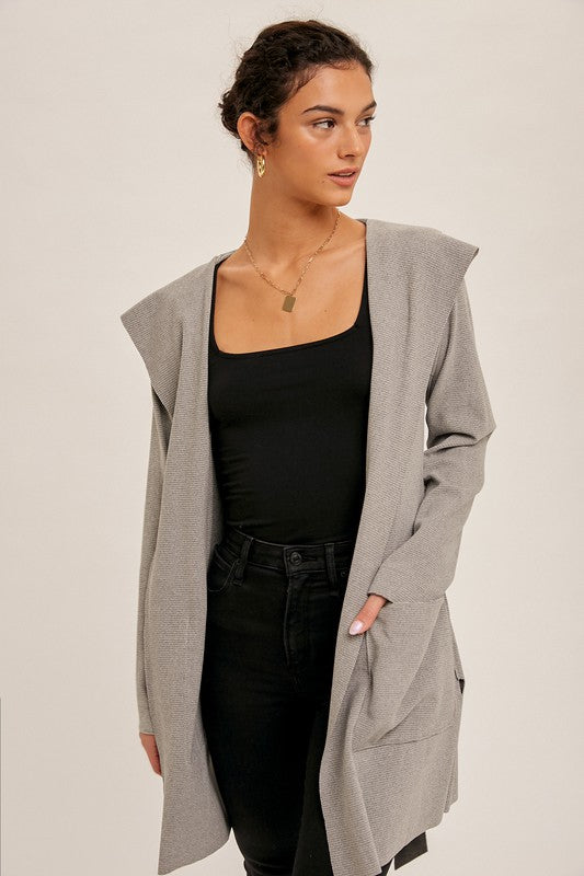 Naomi Belted Hoodie Coat Gray