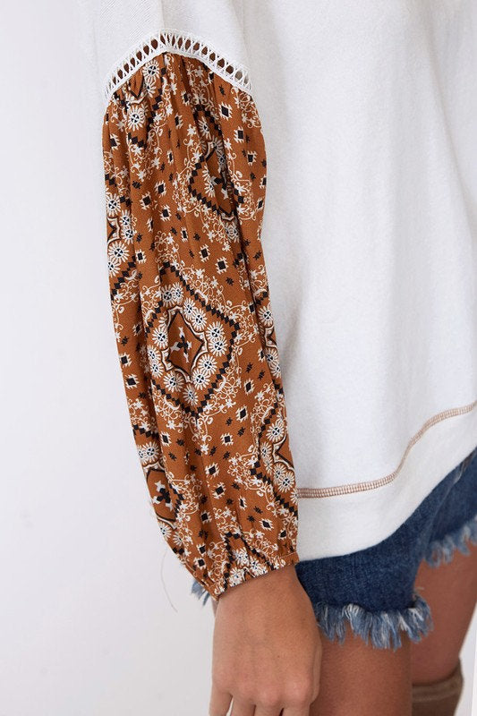 Contrast Sleeve Knit Top