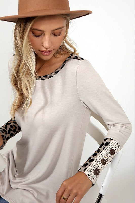 Leopard and Lace Long Sleeve Tee