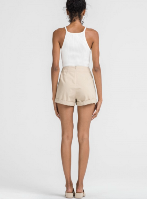 High Waisted Tie Front Shorts