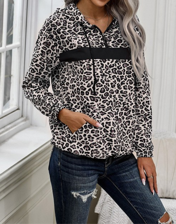Leopard Print Zip Pullover