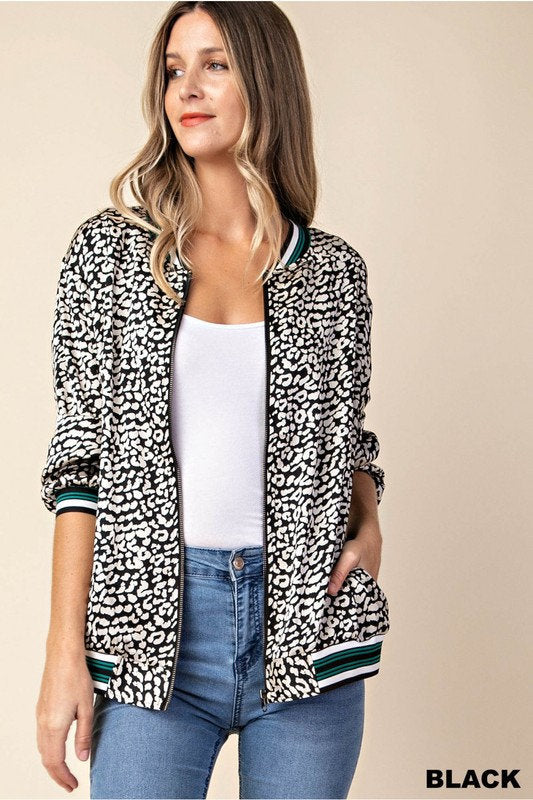 Leopard Print Bomber Jacket