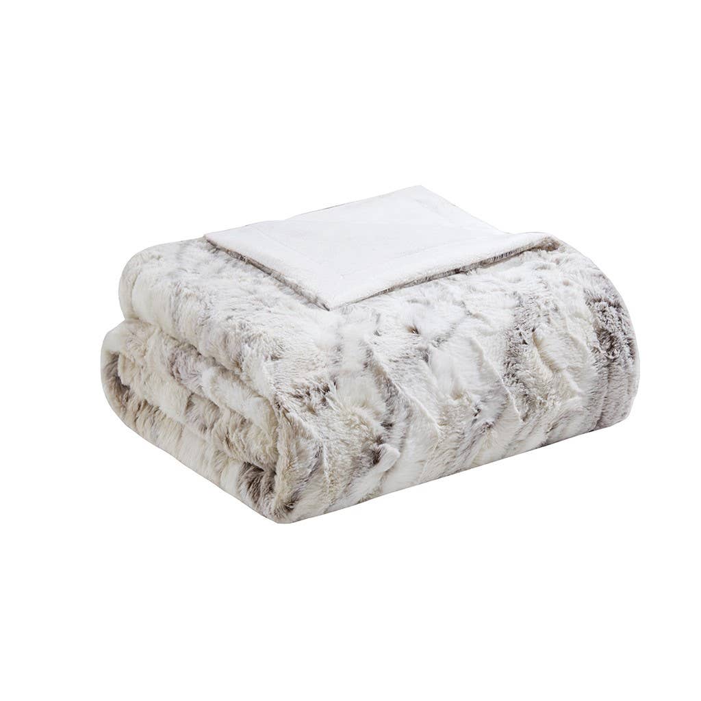 Marble Faux-Fur Oversized Throw