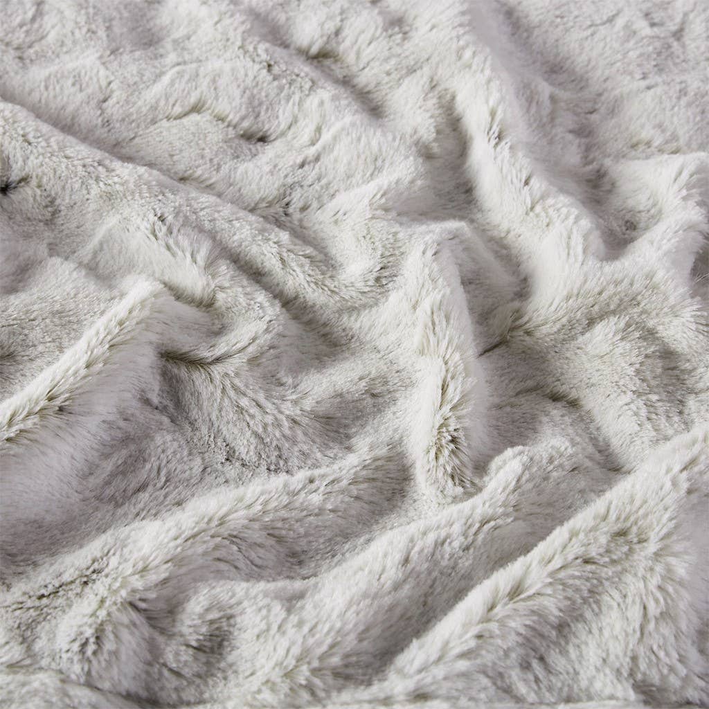 Oversized Faux Fur Throw Blanket Snow Leopard