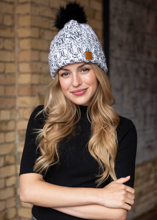 Marled Cable Knit Hat