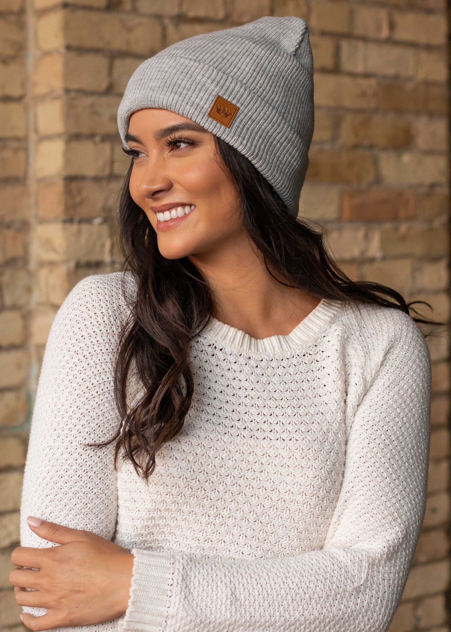 Grey Cuffed Slouchie Beanie