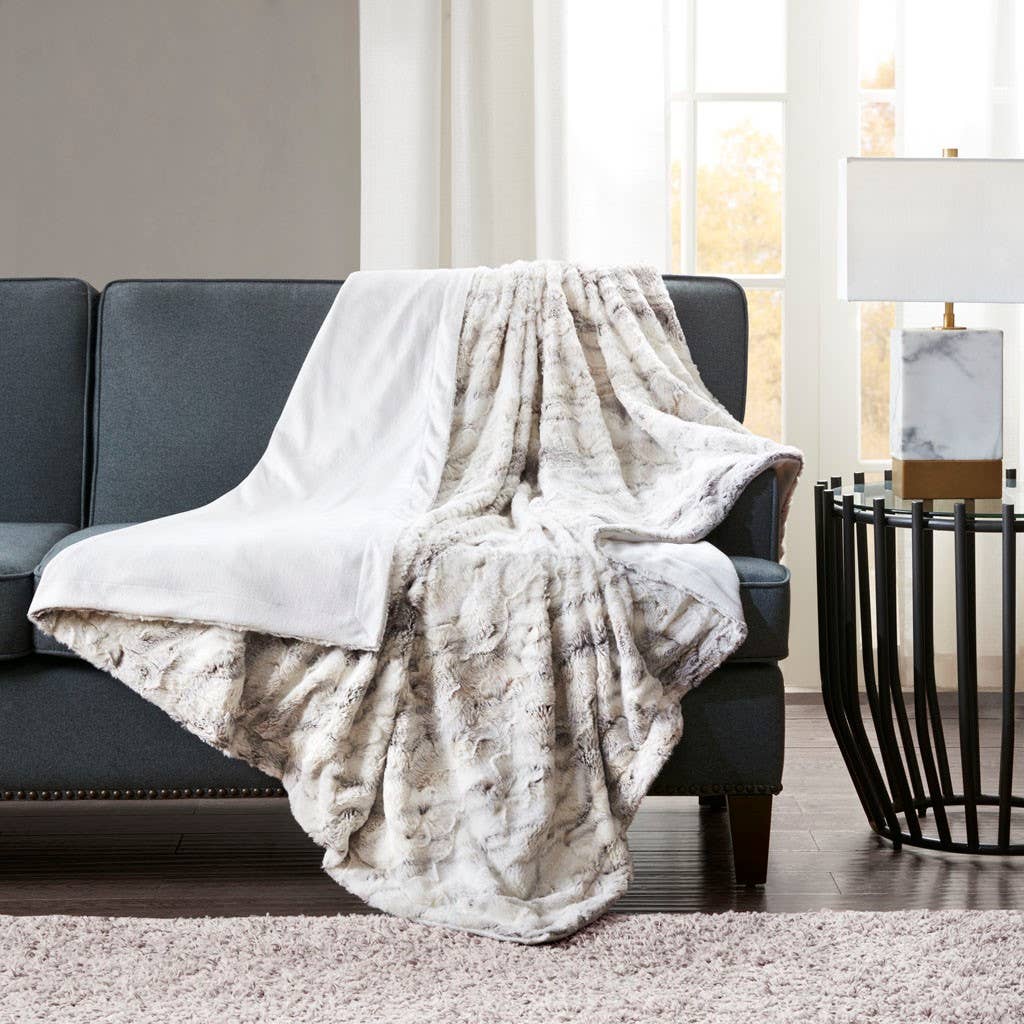Marble Faux-Fur Oversized Throw