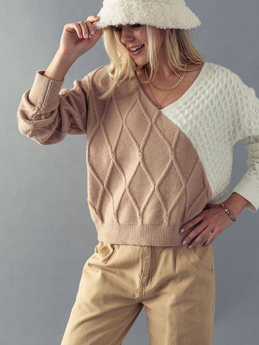 Diamond Quilted Knot Back Sweater