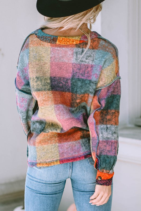 Plaid Button Shacket Cardigan