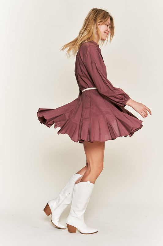 Solid Flare Shirt Dress