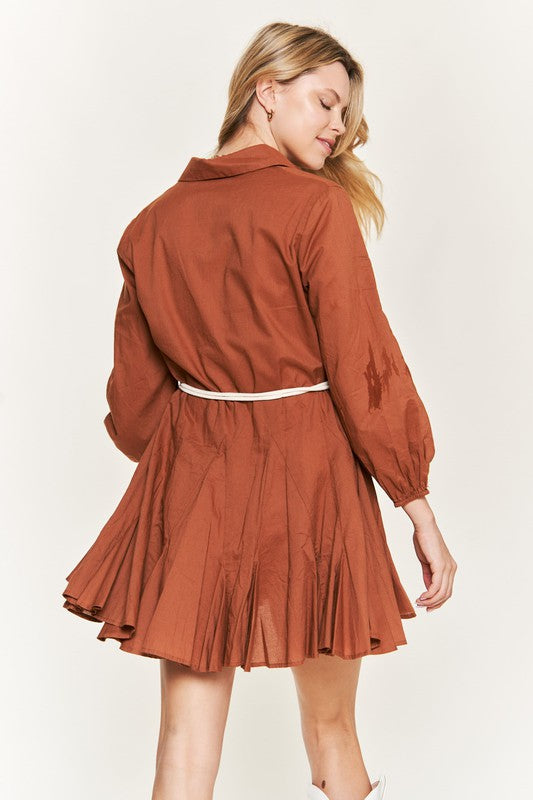 Solid Flare Shirt Dress