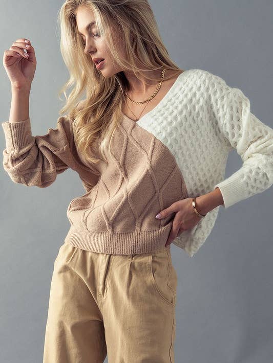 Diamond Quilted Knot Back Sweater