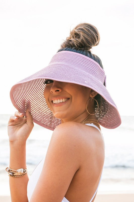 Foldable Wide Brim Bow Visor - Assorted Colors