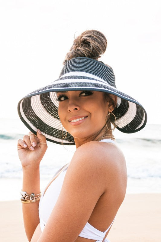Foldable Wide Stripe Bow Visor - Assorted Colors
