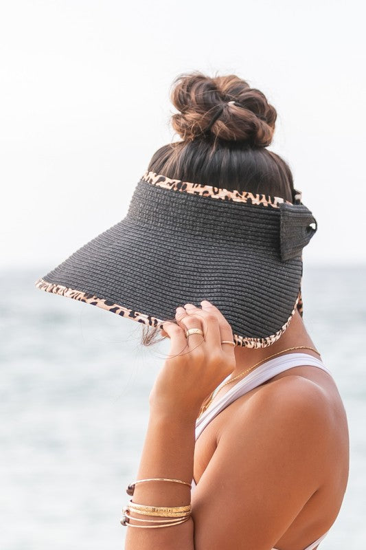Leopard Foldable Bow Visor - Assorted Colors