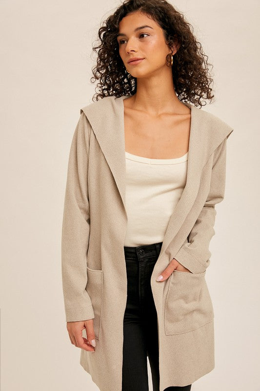 Naomi Belted Hoodie Coat Taupe