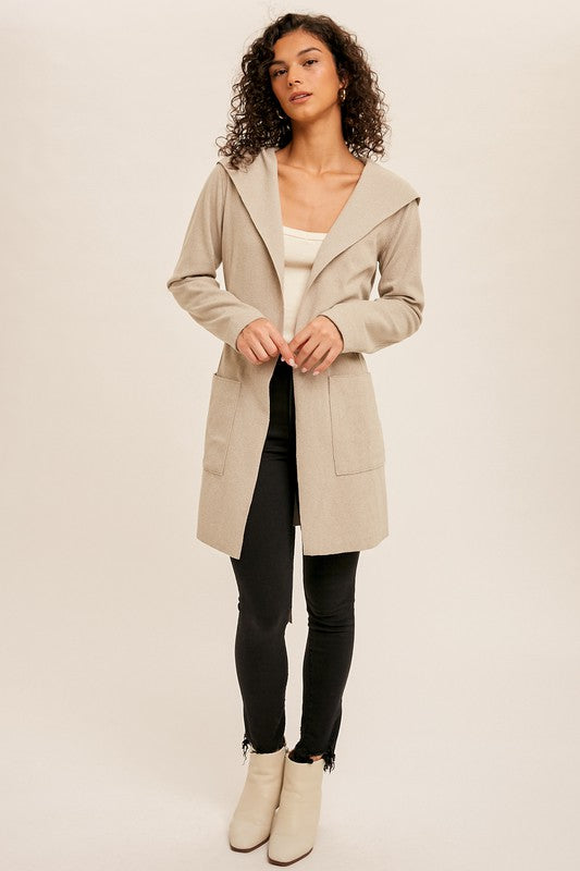 Naomi Belted Hoodie Coat Taupe