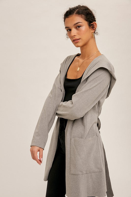 Naomi Belted Hoodie Coat Gray