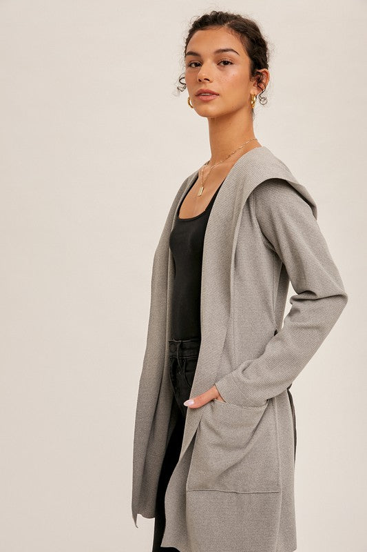 Naomi Belted Hoodie Coat Gray