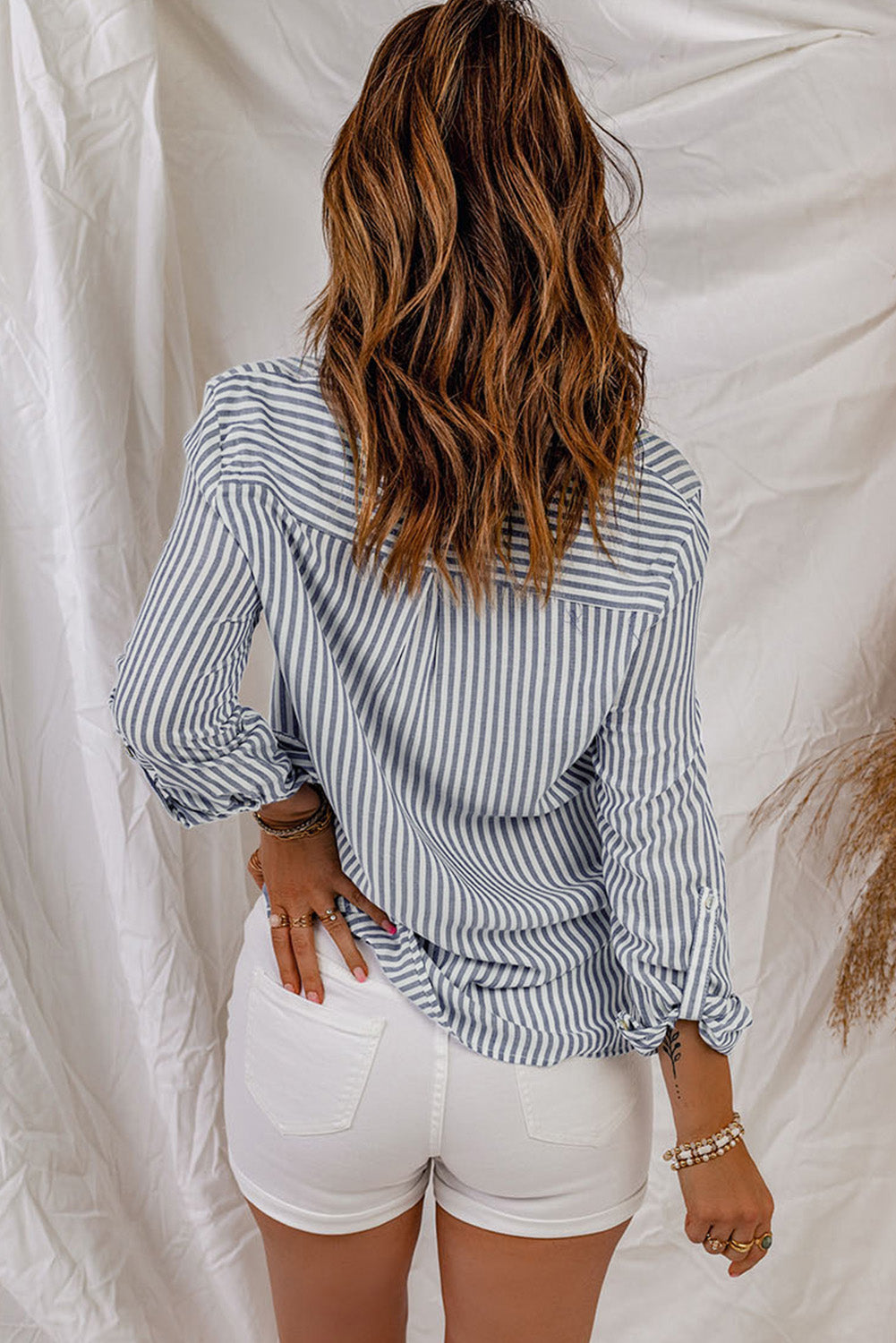 Striped Button-Up Sleeve Shirt