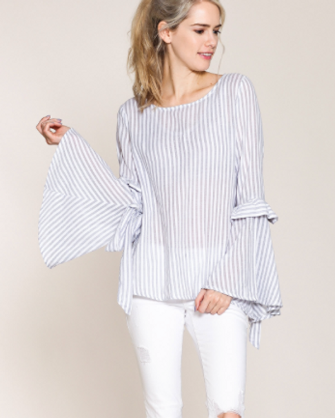 Listicle Striped Bell Sleeve Top