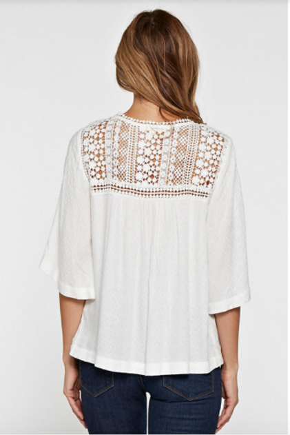 Love Stitch Crochet Top Ivory