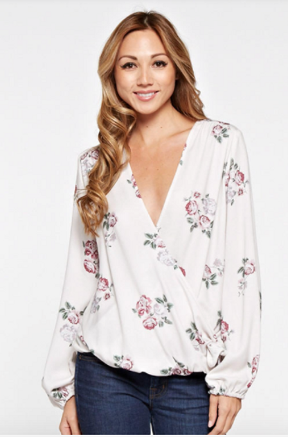 Love Stitch All Over Floral Long Sleeve Top