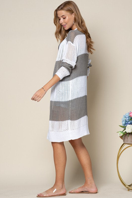 Breezy Stripe Sweater Cardigan