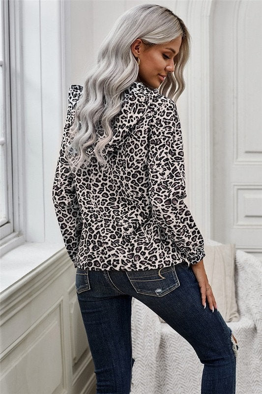 Leopard Print Zip Pullover
