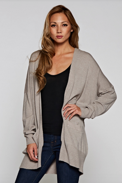 Love Stitch Open Cardigan Mushroom