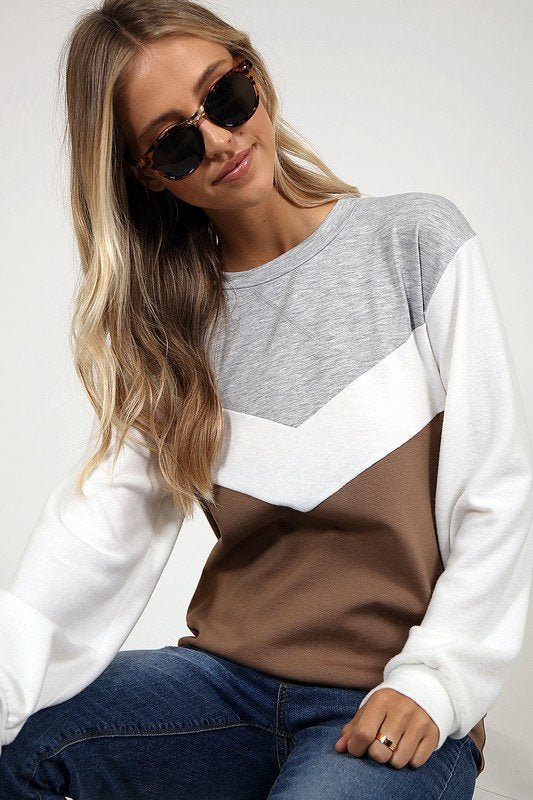 Color Block Crew Neck Sweatshirt