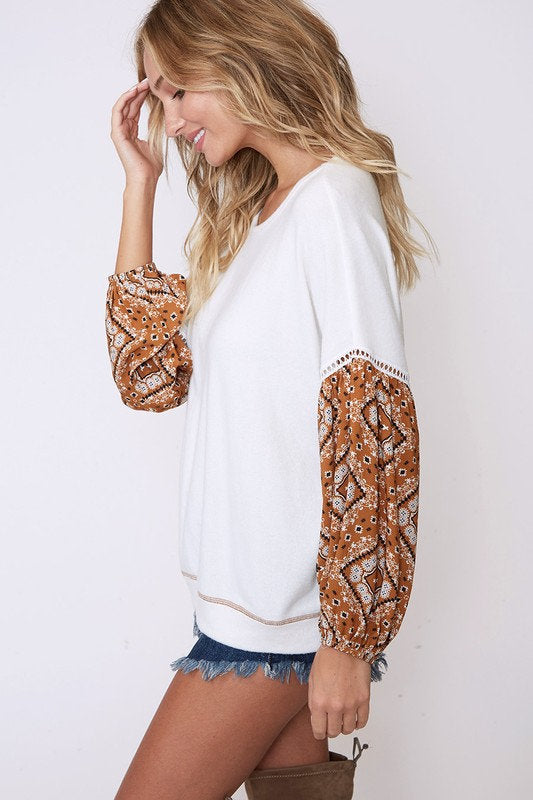 Contrast Sleeve Knit Top