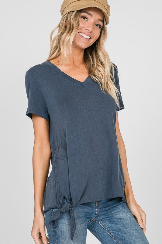 V-Neck Side Tie Tee