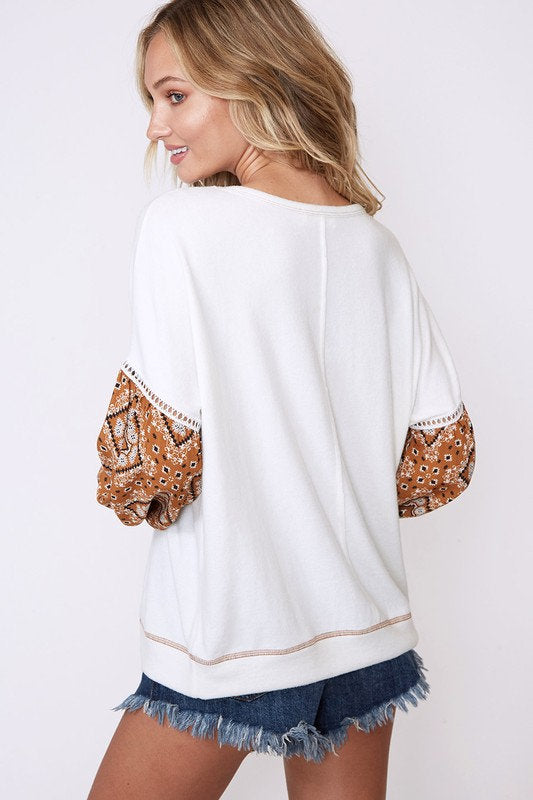 Contrast Sleeve Knit Top