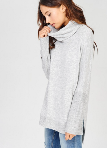 Wishlist High Low Turtleneck Gray