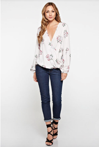 Love Stitch All Over Floral Long Sleeve Top