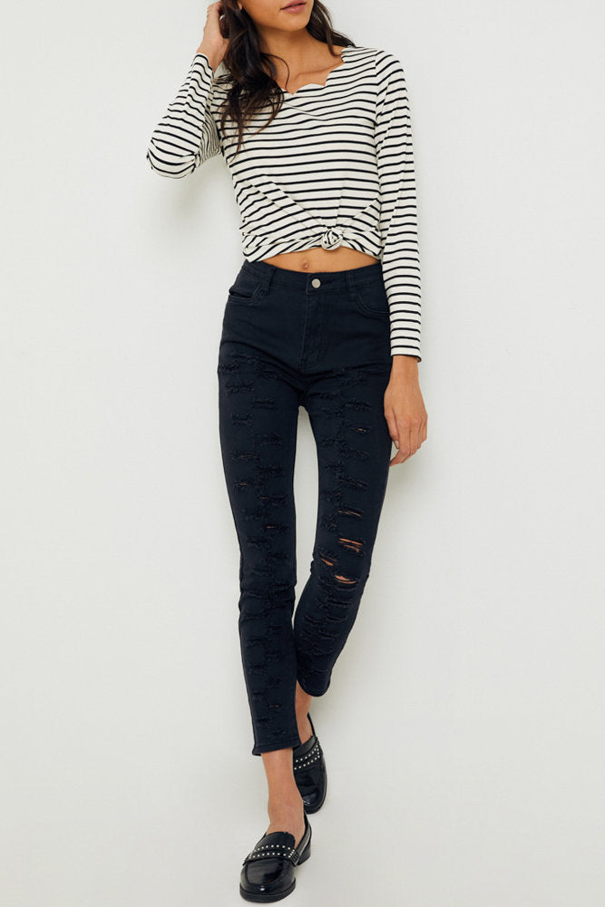 Scalloped Neck Long Sleeve