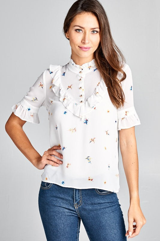 Chiffon Feather Blouse