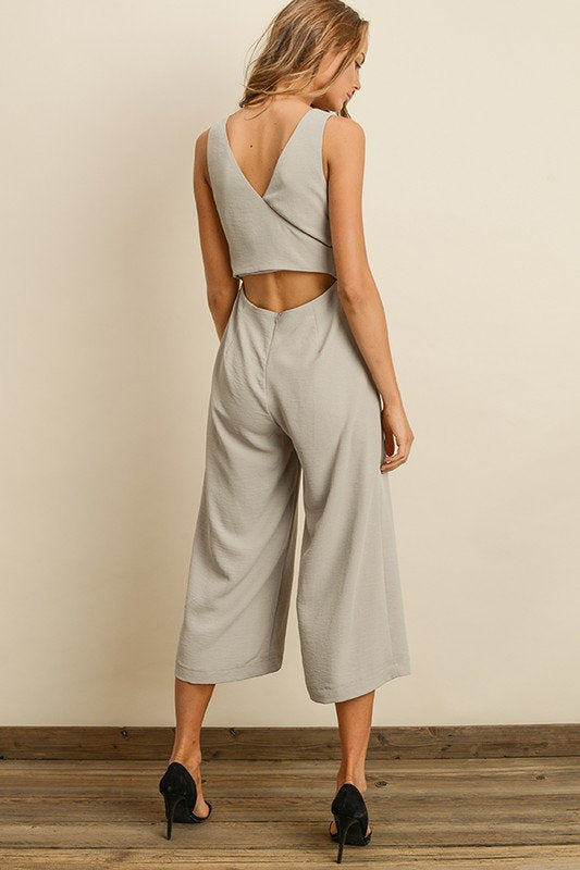 Cutout Wrap Jumpsuit Gray