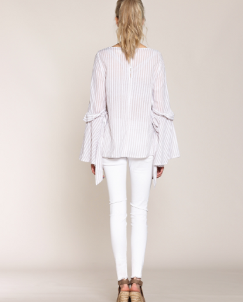 Listicle Striped Bell Sleeve Top