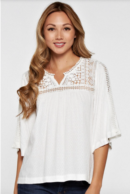 Love Stitch Crochet Top Ivory