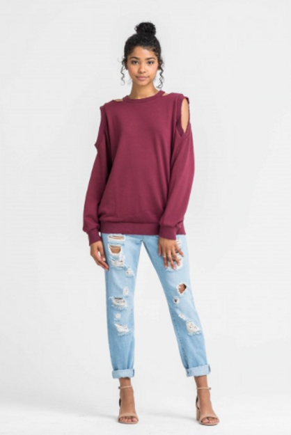 Lush Cold Shoulder Pullover