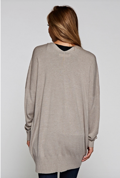 Love Stitch Open Cardigan Mushroom