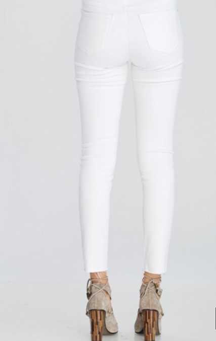Distressed Raw Cut Skinny Jean White