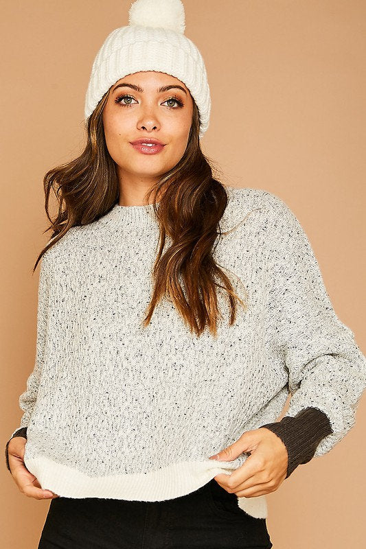 Color Block Mock Neck Sweater