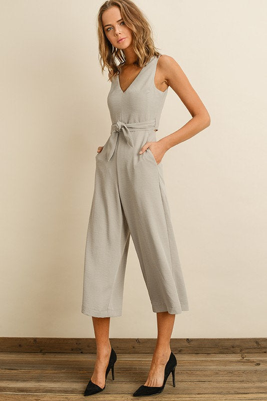 Cutout Wrap Jumpsuit Gray