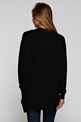 Love Stitch Open Cardigan Black