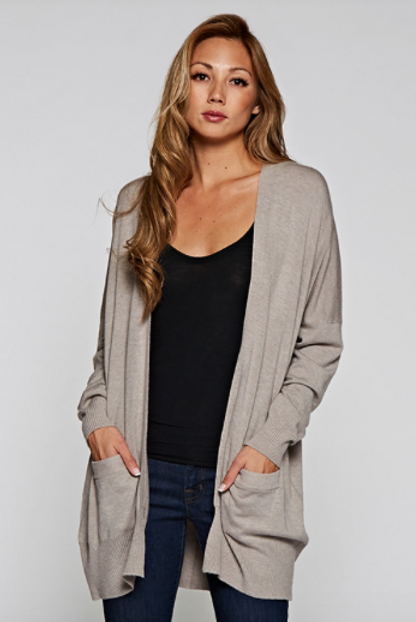 Love Stitch Open Cardigan Mushroom