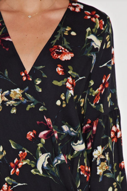 Love Stitch Printed Surplice Top